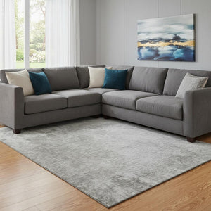 HomeRoots 8' X 10' Gray And Ivory Abstract Washable Area Rug – UV Protected, Durable, Stain-Resistant Design 649400