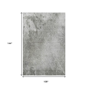 HomeRoots 9' X 12' Stylish Gray and Ivory Abstract Washable Area Rug with UV Protection for All Spaces 649401