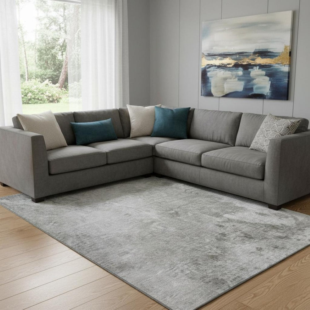 HomeRoots 10' Gray and Ivory Abstract Washable Area Rug - Durable, Stain-Resistant with UV Protection for Homes 649402