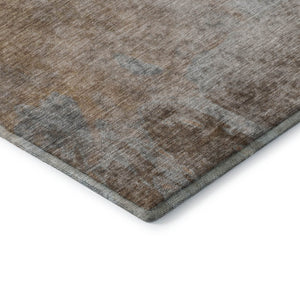 HomeRoots 8' Coffee and Gray Abstract Round Rug - Washable, UV Protected, Stain Resistant for Modern Homes 649405