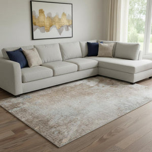 HomeRoots 8' X 10' Stylish Coffee & Gray Abstract Washable Area Rug – Durable, UV Protected & Easy Care Design 649406