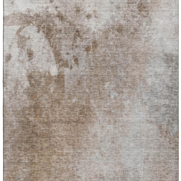 HomeRoots 10' X 14' Coffee and Gray Abstract Area Rug - Washable, UV Protected, Durable for Modern Living Spaces 649408