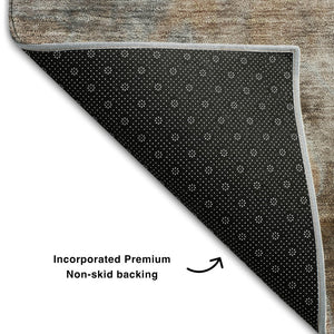 HomeRoots 10' X 14' Coffee and Gray Abstract Area Rug - Washable, UV Protected, Durable for Modern Living Spaces 649408