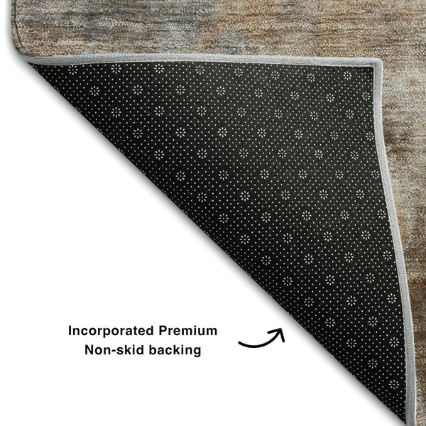 HomeRoots 10' X 14' Coffee and Gray Abstract Area Rug - Washable, UV Protected, Durable for Modern Living Spaces 649408