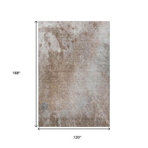 HomeRoots 10' X 14' Coffee and Gray Abstract Area Rug - Washable, UV Protected, Durable for Modern Living Spaces 649408