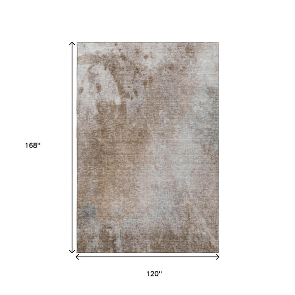HomeRoots 10' X 14' Coffee and Gray Abstract Area Rug - Washable, UV Protected, Durable for Modern Living Spaces 649408