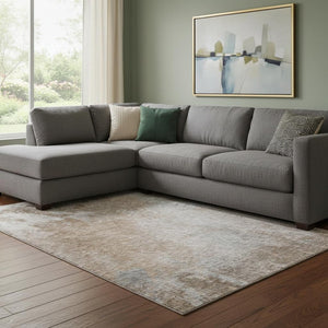HomeRoots 10' X 14' Coffee and Gray Abstract Area Rug - Washable, UV Protected, Durable for Modern Living Spaces 649408