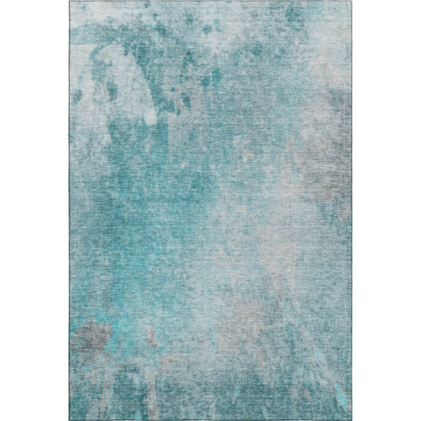 HomeRoots 10' X 14' Modern Teal and Gray Abstract Washable Area Rug - UV Protected, Stain Resistant & Soft! 649414