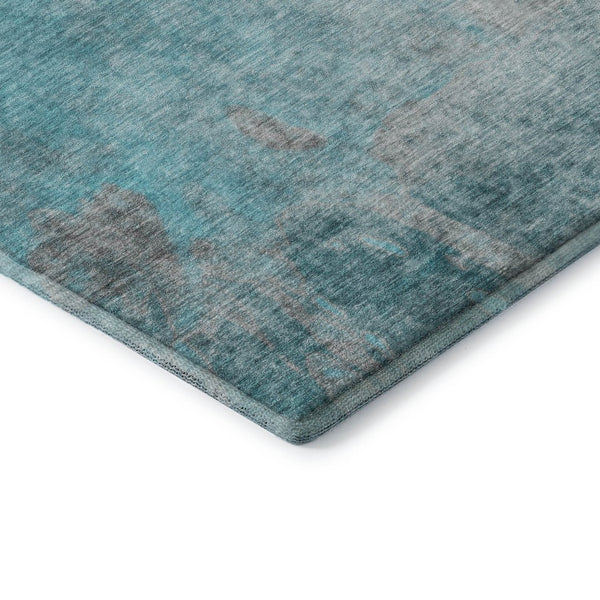 HomeRoots 10' X 14' Modern Teal and Gray Abstract Washable Area Rug - UV Protected, Stain Resistant & Soft! 649414