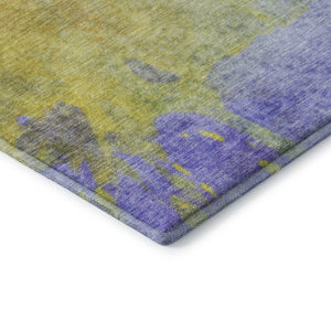 HomeRoots 5' X 8' Stylish Wheat And Purple Abstract Washable Area Rug With UV Protection For Everyday Use 649416