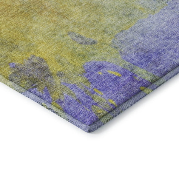 HomeRoots 5' X 8' Stylish Wheat And Purple Abstract Washable Area Rug With UV Protection For Everyday Use 649416