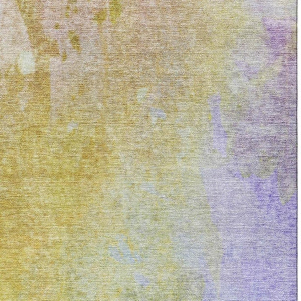 HomeRoots 8' X 10' Abstract Wheat And Purple Area Rug - Washable, UV Protected, Durable Design for Any Room 649418