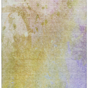 HomeRoots 10' X 14' Wheat And Purple Abstract Area Rug - Washable, UV-Protected, Ideal for Family Spaces 649420