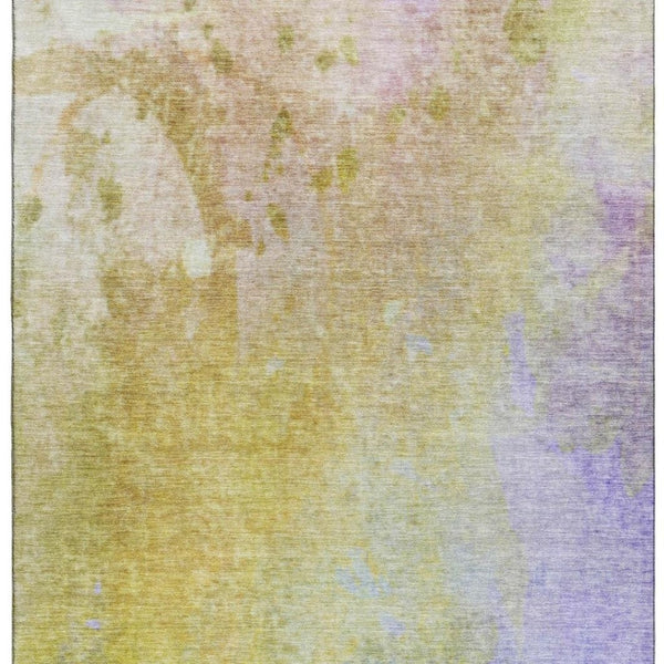 HomeRoots 10' X 14' Wheat And Purple Abstract Area Rug - Washable, UV-Protected, Ideal for Family Spaces 649420