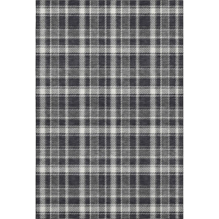 HomeRoots 5 X 8 Washable Plaid Area Rug Uv Protected Polyester Weave for Living Rooms 649422
