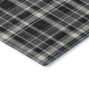 HomeRoots 5' X 8' Black And Ivory Plaid Area Rug - Washable, Stain-Resistant, UV-Protected for Family Spaces 649422