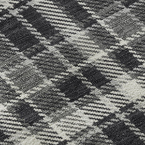 HomeRoots 8' X 10' Black and Ivory Plaid Area Rug - Washable, Stain Resistant, UV Protected for High-Traffic Rooms 649424