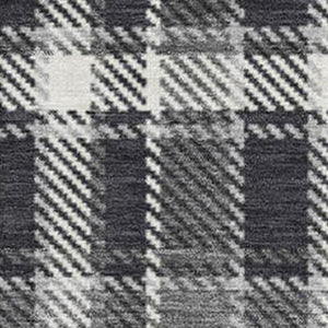 HomeRoots 10' X 14' Black And Ivory Plaid Washable Area Rug - Durable, Stylish, UV-Protected for Busy Homes 649426