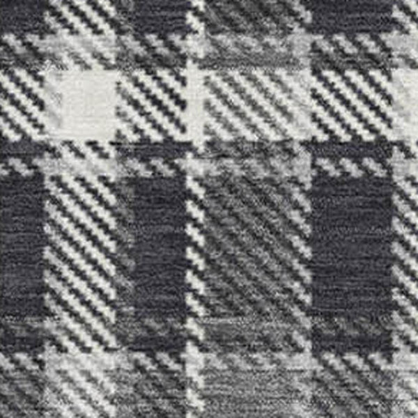 HomeRoots 10' X 14' Black And Ivory Plaid Washable Area Rug - Durable, Stylish, UV-Protected for Busy Homes 649426