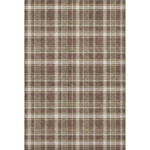 HomeRoots 5' Chocolate and Ivory Plaid Washable Area Rug - Durable, UV Protected, Perfect for Homes with Kids & Pets 649428