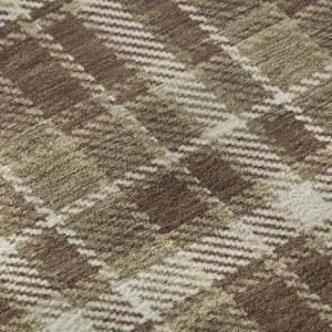 HomeRoots 5' Chocolate and Ivory Plaid Washable Area Rug - Durable, UV Protected, Perfect for Homes with Kids & Pets 649428