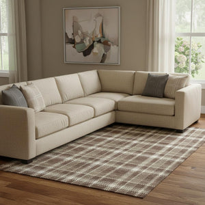 HomeRoots 8' X 10' Chocolate And Ivory Plaid Washable Area Rug - Durable, Stylish, UV-Resistant for Any Space 649430