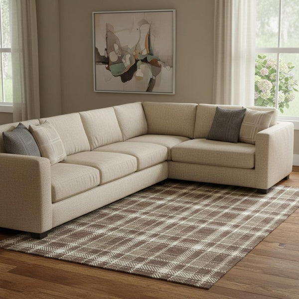 HomeRoots 8' X 10' Chocolate And Ivory Plaid Washable Area Rug - Durable, Stylish, UV-Resistant for Any Space 649430