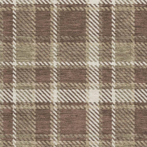 HomeRoots 10' Chocolate and Ivory Plaid Washable Area Rug - Durable, Stain-Resistant, UV Protected - 10' x 14' 649432