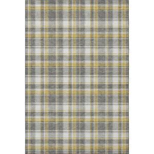 HomeRoots 8' X 10' Stylish Gray Gold Ivory Plaid Area Rug - Durable, Washable, Stain-Resistant, UV Protected 649436