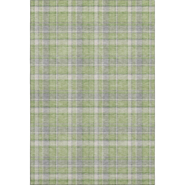 HomeRoots 10' Green and Gray Plaid Washable Area Rug - Durable, Stain Resistant, UV Protected for High-Traffic Areas 649444