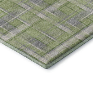 HomeRoots 10' Green and Gray Plaid Washable Area Rug - Durable, Stain Resistant, UV Protected for High-Traffic Areas 649444