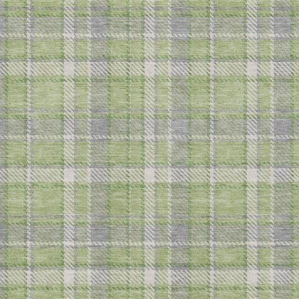 HomeRoots 10' Green and Gray Plaid Washable Area Rug - Durable, Stain Resistant, UV Protected for High-Traffic Areas 649444