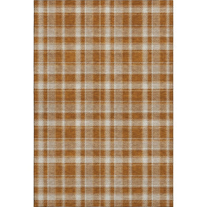 HomeRoots 8' X 10' Washable Plaid Area Rug in Rust and Ivory - Durable, UV-Protected, Stain-Resistant Design 649454