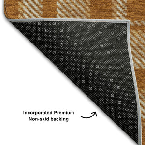 HomeRoots 8' X 10' Washable Plaid Area Rug in Rust and Ivory - Durable, UV-Protected, Stain-Resistant Design 649454