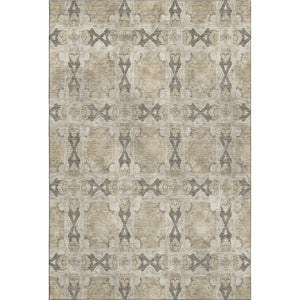 HomeRoots 8' X 10' Beige Gray Ivory Floral Medallion Area Rug - Washable, UV Protected, Elegant & Durable 649460