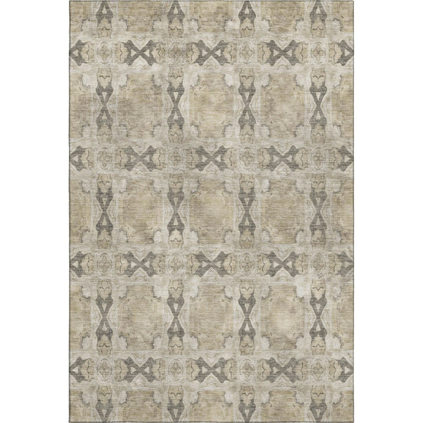 HomeRoots 8' X 10' Beige Gray Ivory Floral Medallion Area Rug - Washable, UV Protected, Elegant & Durable 649460