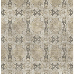 HomeRoots 8' X 10' Beige Gray Ivory Floral Medallion Area Rug - Washable, UV Protected, Elegant & Durable 649460