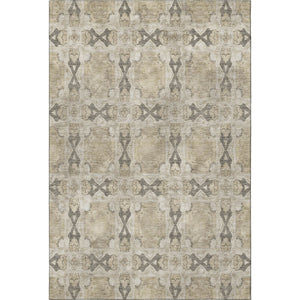 HomeRoots 10' X 14' Elegant Beige Gray Ivory Floral Medallion Area Rug - Washable, UV-Protected & Stain-Resistant 649462