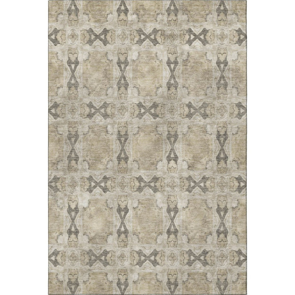 HomeRoots 10' X 14' Elegant Beige Gray Ivory Floral Medallion Area Rug - Washable, UV-Protected & Stain-Resistant 649462