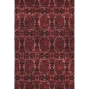HomeRoots 9' X 12' Burgundy Red & Gray Floral Medallion Area Rug – Durable, Washable, UV Protected & Stylish! 649467