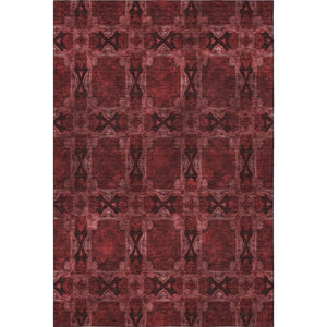 HomeRoots 9' X 12' Burgundy Red & Gray Floral Medallion Area Rug – Durable, Washable, UV Protected & Stylish! 649467