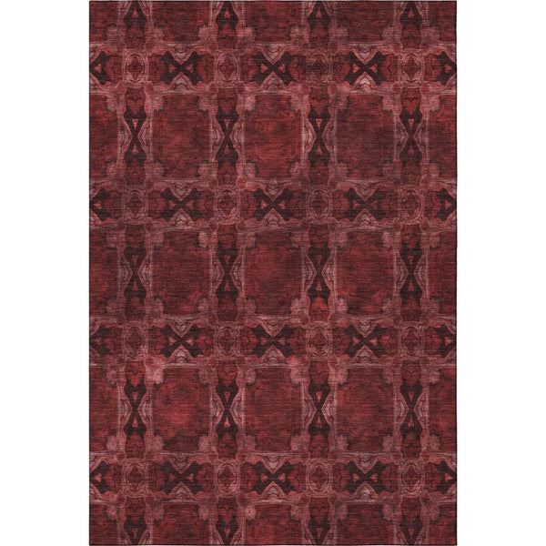 HomeRoots 9' X 12' Burgundy Red & Gray Floral Medallion Area Rug – Durable, Washable, UV Protected & Stylish! 649467