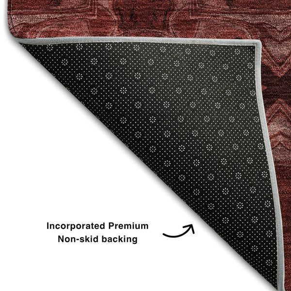 HomeRoots 10' X 14' Burgundy Red & Gray Floral Medallion Area Rug - Washable, UV Protected, Pet Friendly Design 649468