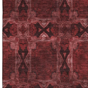 HomeRoots 10' X 14' Burgundy Red & Gray Floral Medallion Area Rug - Washable, UV Protected, Pet Friendly Design 649468