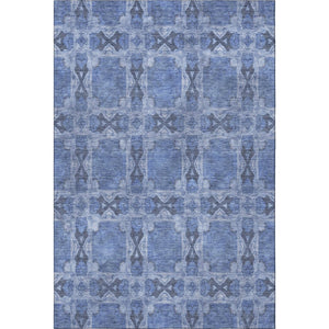 HomeRoots 5' X 8' Denim Blue & Ivory Floral Medallion Area Rug – Durable, UV-Protected & Stain-Resistant Design 649476