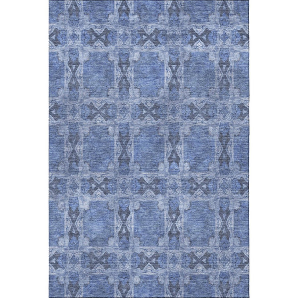 HomeRoots 5' X 8' Denim Blue & Ivory Floral Medallion Area Rug – Durable, UV-Protected & Stain-Resistant Design 649476