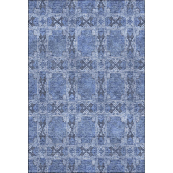 HomeRoots 9' X 12' Denim Blue Ivory Floral Medallion Area Rug – Durable, Washable, UV Protected for Busy Homes 649479