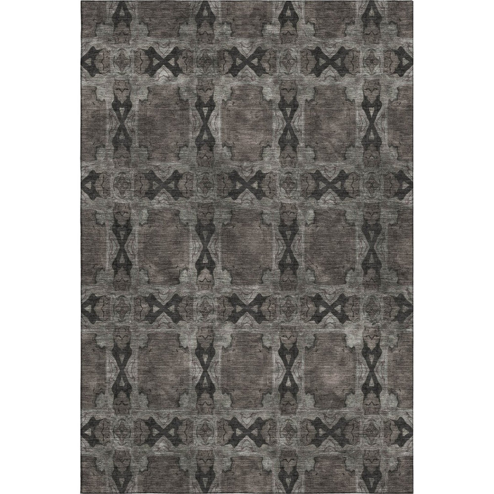 HomeRoots 8' X 10' Stunning Gray Charcoal Floral Medallion Area Rug – Washable, UV Protected & Stain Resistant 649484