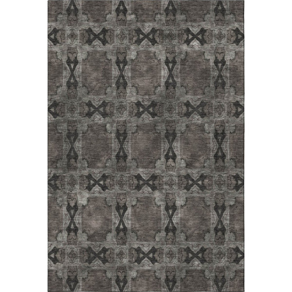 HomeRoots 8' X 10' Stunning Gray Charcoal Floral Medallion Area Rug – Washable, UV Protected & Stain Resistant 649484