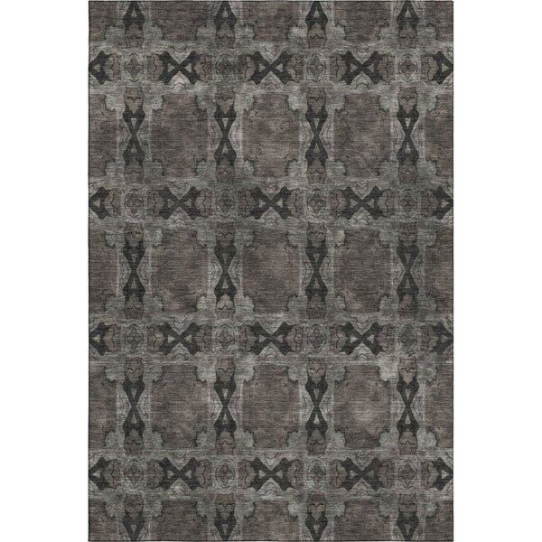 HomeRoots 9' X 12' Gray And Charcoal Floral Medallion Area Rug - Durable, Stain-Resistant, UV Protected Style 649485